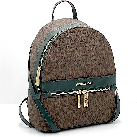 MICHAEL KORS KENLY MEDIUM BACKPACK Racing Green/ Brown signature color - Picture 1 of 16